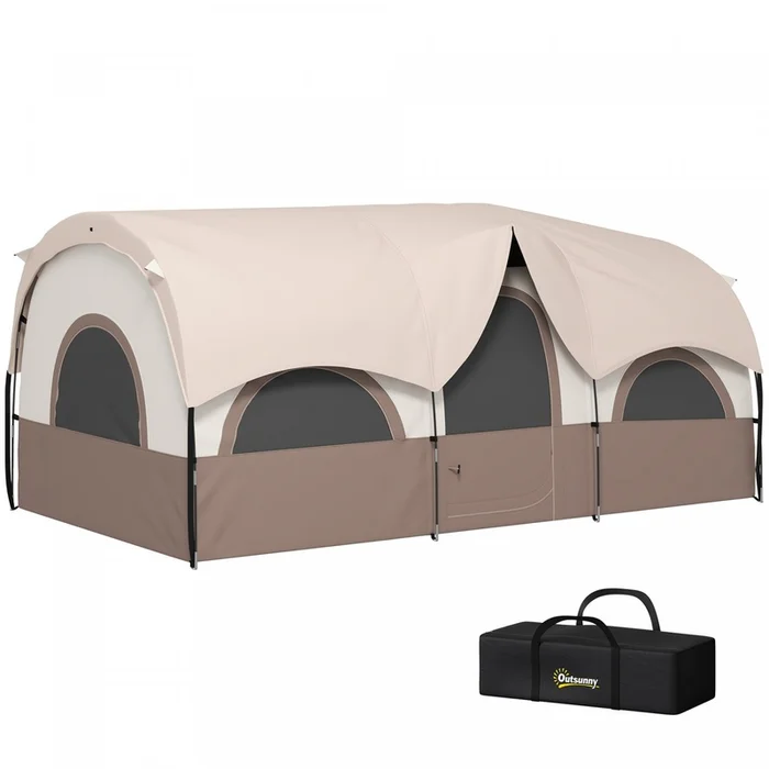 Outsunny 4-6 Person Camping Tent, 3000mm Waterproof And Upf30+, Khaki