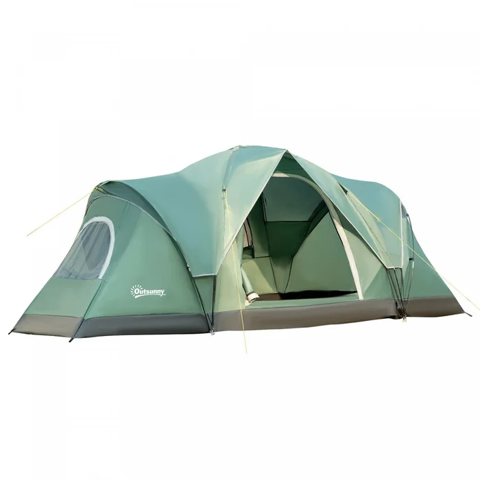 Outsunny 5-6 Person Outdoor Camping Tent, Family Tent W/ Light Hook, Green|Outsunny Tente De Camping Exterieure 5-6 Personnes, Tente Familiale, Vert