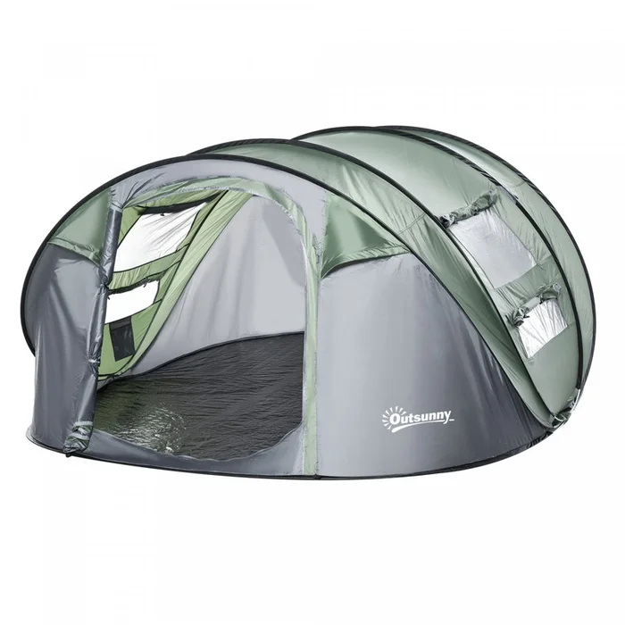 Outsunny 5 Person Camping Tent Automatic Pop Up Tent With Carry Bag Doors|Outsunny Tente De Camping 5 Personnes Tente Pop Up Automatique