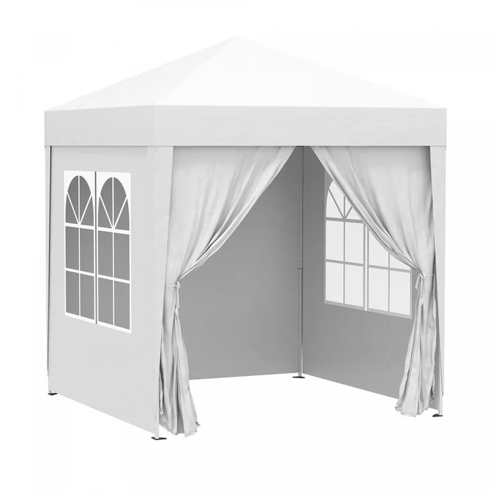 Outsunny 6.6’x6.6′ Pop Up Gazebo Canopy Tent With Sidewalls, Instant Sun Shelter, With Carry Bag, Fo|Outsunny 6.6×6.6ft Tente De Fete Escamotable Pour L’exterieur Avec Parois Laterales Blanc