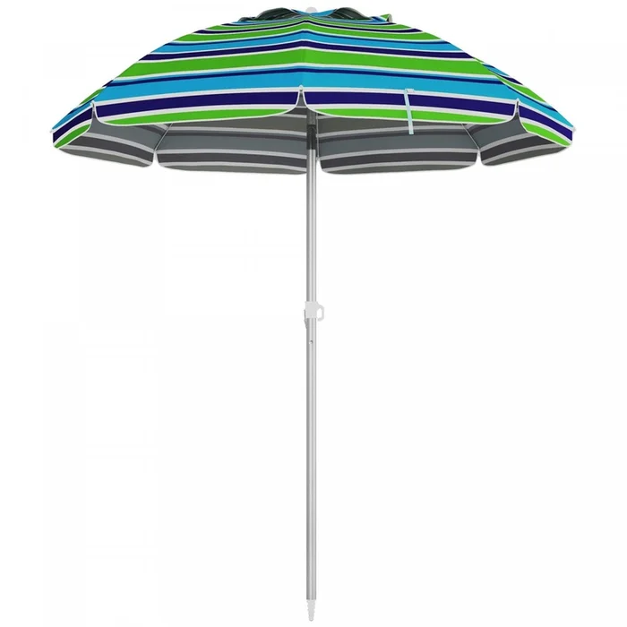 Outsunny 6′ Portable Beach Umbrella With Sand Anchor Tilt Bag Multicolour