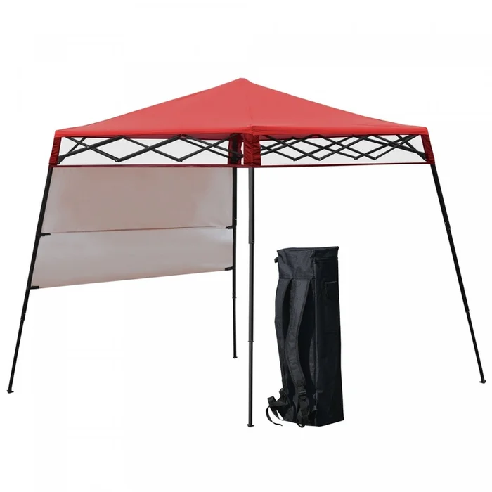 Outsunny 7′ X 7′ Garden Foldable Pop Up Gazebo Tent With Backpack & Adjustable Legs Outdoor Party Ca|Tente De Jardin Pliable Outsunny De 7 Pi X 7 Pi Avec Sac A Dos Et Auvent De Fete En Plein Air, Rouge