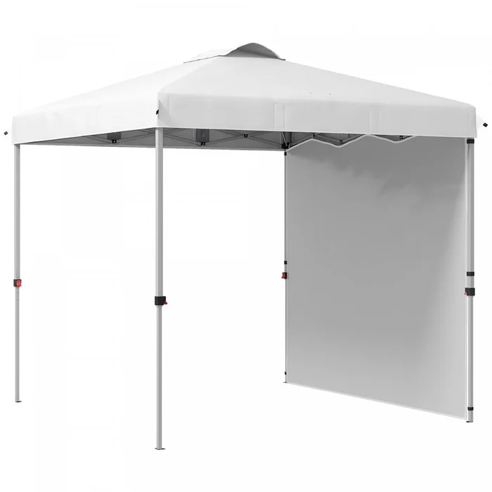Outsunny 8×8 Adjustable Pop Up Canopy Tent W/ 1 Sidewall, Carry Bag, White|Outsunny Tente Avec 1 Paroi Laterale, Sac De Transport, Blanc