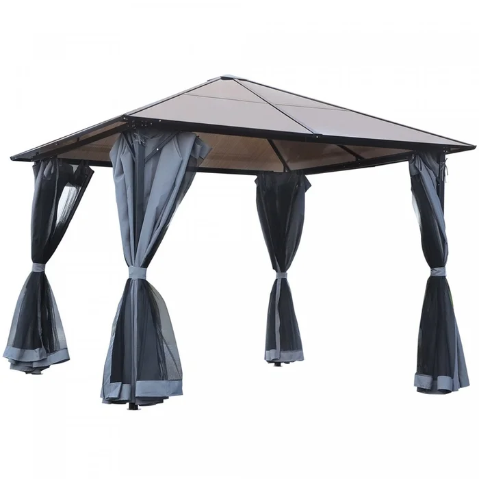 Outsunny 9.8′ X 9.8′ Patio Gazebo Aluminum Framed Polycarbonate Roof Hardtop Garden Canopy Party Ten|Outsunny 9,8 ‘x 9,8’ Gazebo A Toit Rigide En Aluminium Pour Jardin Toit Auvent Chapiteau Tente De Fe