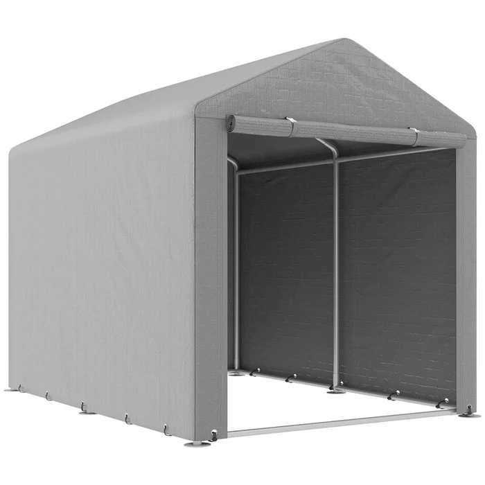Outsunny Storage Tent, Portable Outdoor Shed With Large Door, Light Grey