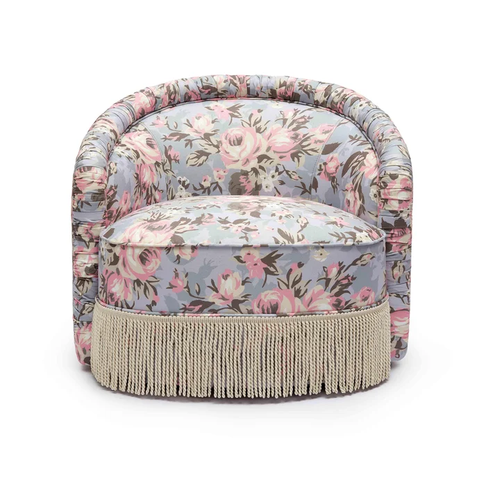 pamela spring floral print tasseled lounge chair