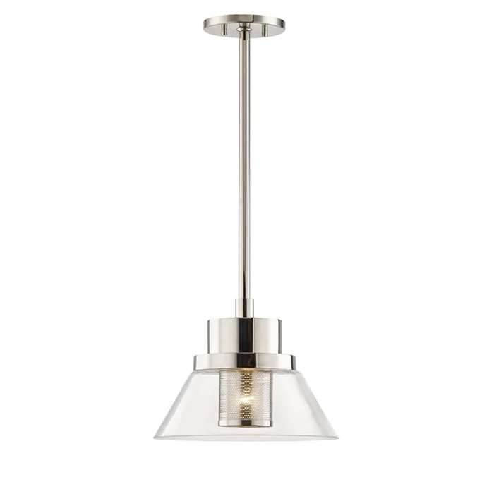 Paoli 1-Light Pendant in Polished Nickel 12L x 12W x 10H
