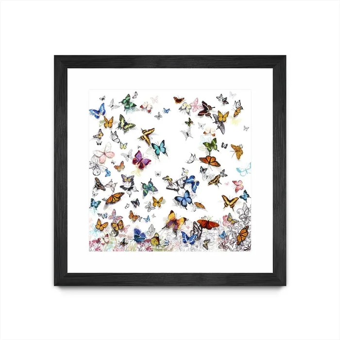 Papillon Matted and Framed Black 30×30 Wall Art|uvre dart murale encadre noire et mate Papillon 30×30