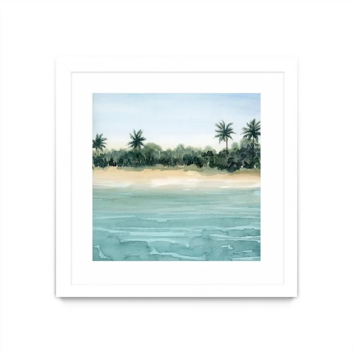 Paradis Ii Matted and Framed White 30×30 Wall Art|uvre dart murale encadre blanche et mate Paradis Ii 30×30
