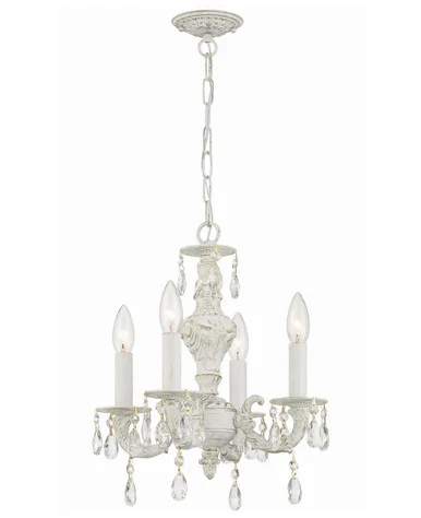 Paris Market Four Light Mini Chandelier in Antique White (60|5024-AW-CL-SAQ)