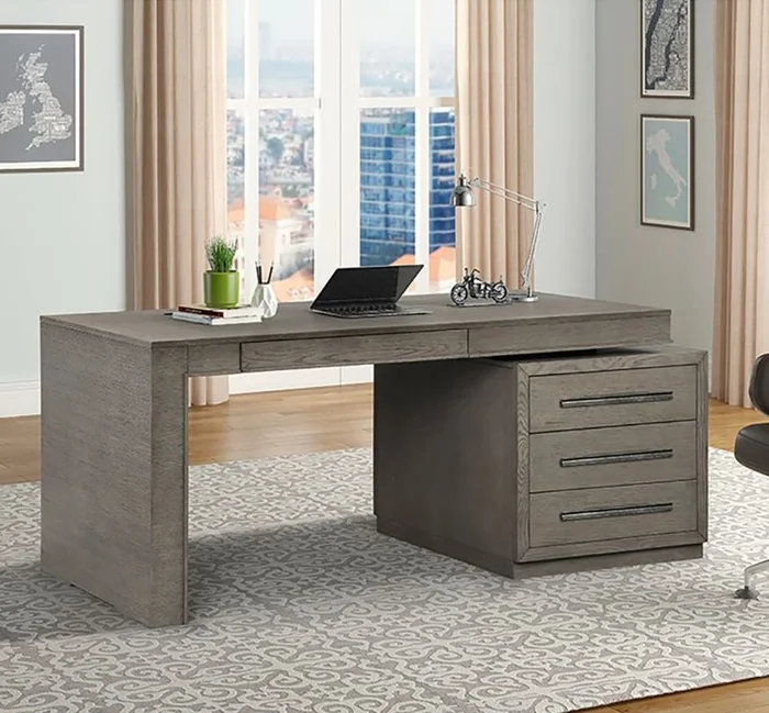 Parker House Pure Modern Executive Desk in Gray PUR#480;PUR#481 CLOSEOUT CODE:UNIV10 for 10% Off