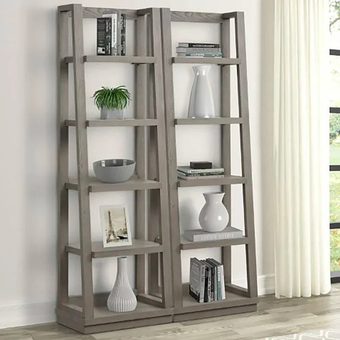 Parker House Pure Modern Pair of Angled Etagere Bookcase Piers in Gray PUR#250AP CLOSEOUT CODE:UNIV10 for 10% Off