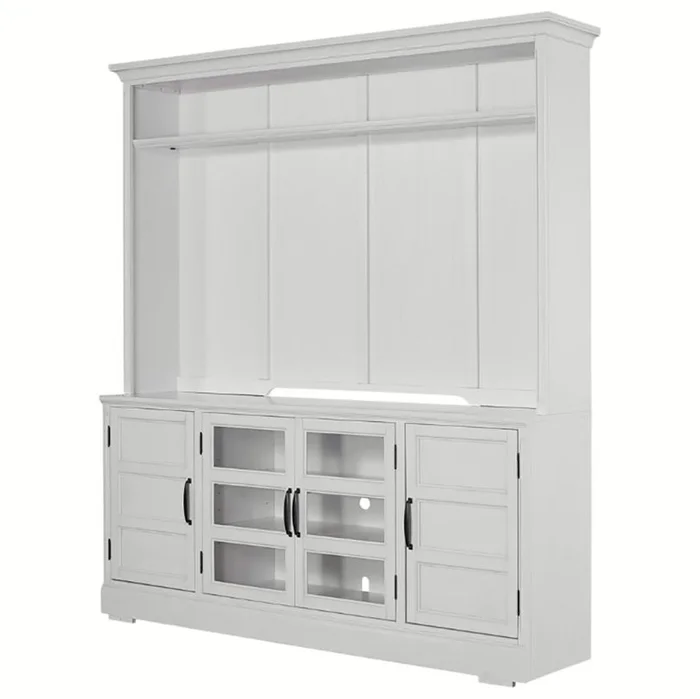 Parker House Shoreham 76″ TV Console with Hutch in White SHO#412-EFW;SHO#405-EFW PROMO CODE:UNIV10 for 10% Off