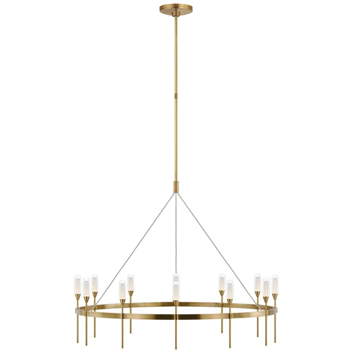 Peter Bristol Overture XL Ring Chandelier in Natural Brass with Clear Glass Ceiling Light W39″