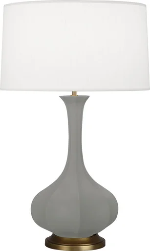 Pike One Light Table Lamp in Matte Smoky Taupe Glazed Ceramic w/Aged Brass (165|MST94)