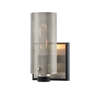 Pilsen One Light Wall Sconce in Carbide Blk W Satin Nickel Accents (67|B7111)