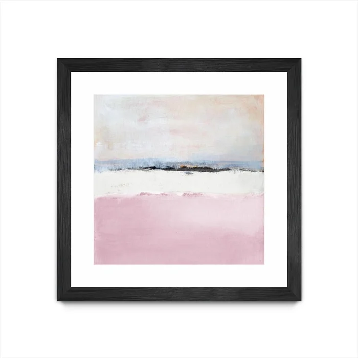 Pink Sea Abstract Matted and Framed Black 30×30 Wall Art|uvre dart murale encadre noire et mate Pink Sea Abstract 30×30
