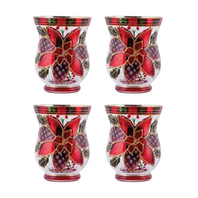 Poinsettia Votives (Set Of 4) in Antique Silver (45|394638/S4)