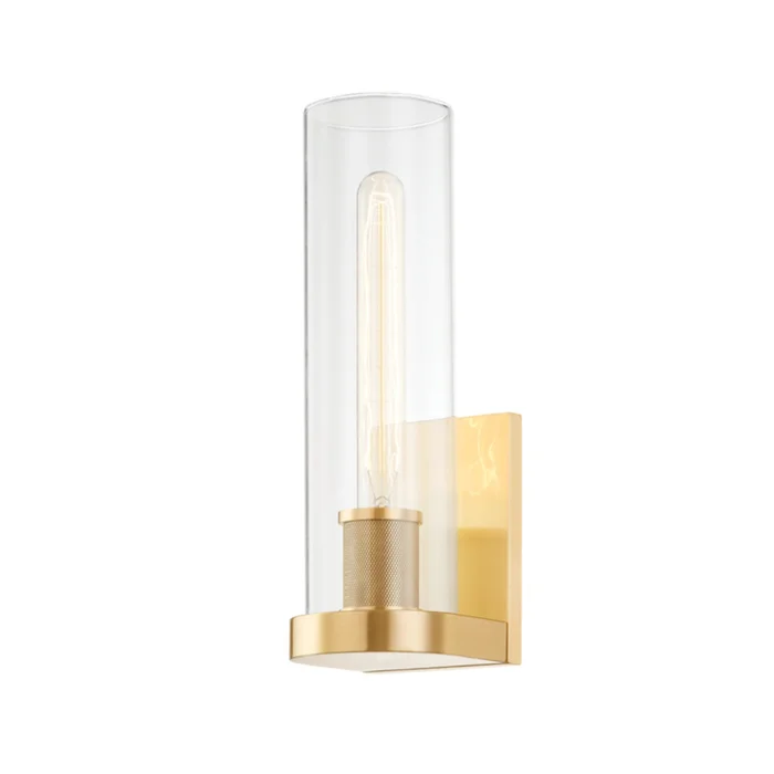 Porter 1-Light Wall Sconce in Aged Brass 4.25L x 4.25W x 13H