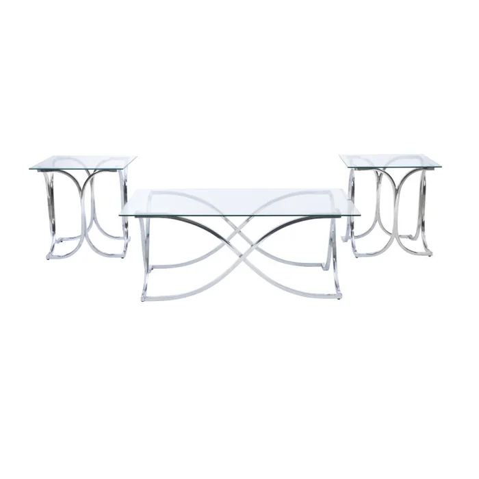 Powell Falbury 3Pc Coffee and End Table Set Chrome D1500LD23