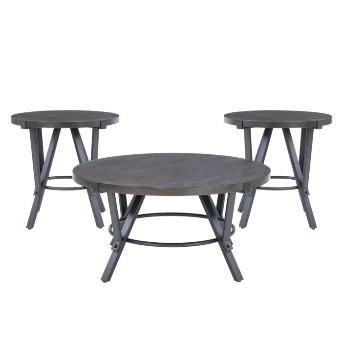 Powell Glenroy 3Pc Round Occasional Table Charcoal D1515LA23