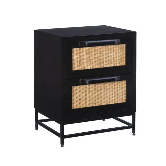 Powell Janie Rattan Cabinet Two Drawer Black D1239A19C2BLK