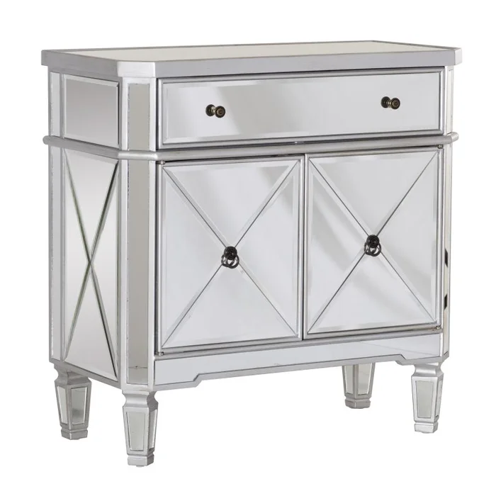 Powell Milan Mirrored 1 Drawer 2 Door Console 233-228
