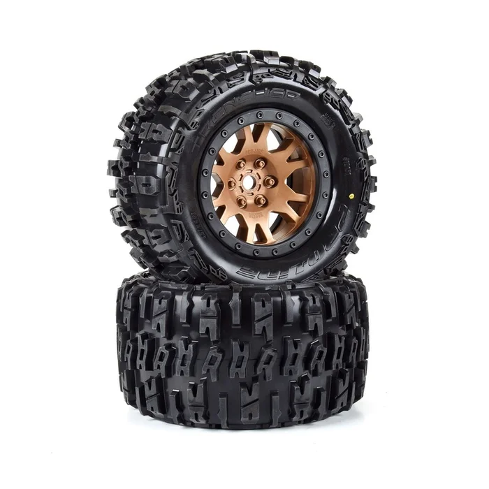 Pro-Line Limited Edition Trencher Pro-Loc F/R Mounted 24mm Bronze/Black Impulse (2): X-MAXX