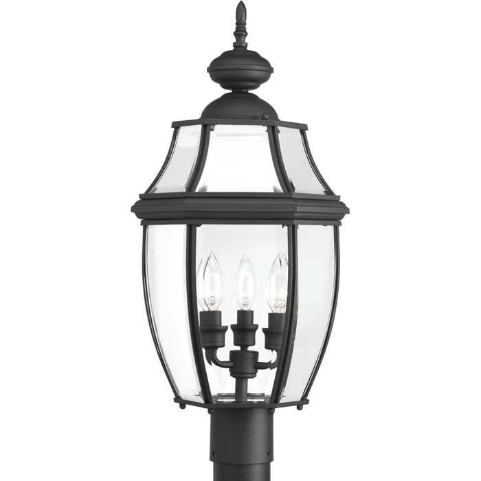 Progress New Haven 3-LT Outdoor Post Lantern – Black – P6433-31