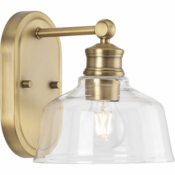 Progress P300395-163 Singleton Modern Vintage Brass Wall Light Fixture