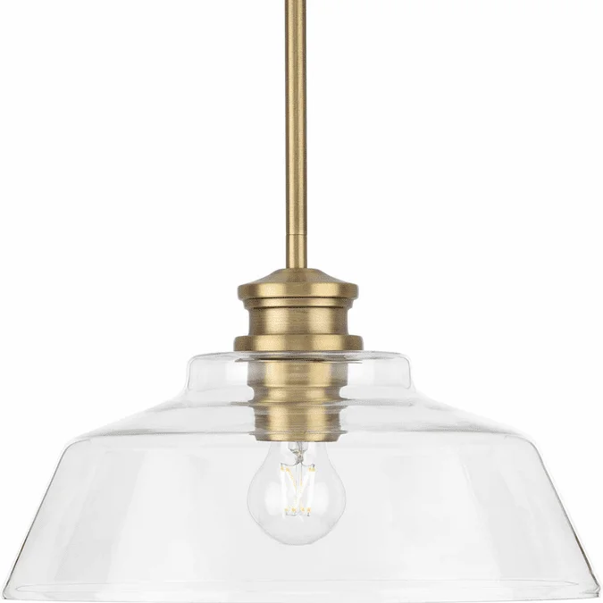 Progress P500381-163 Singleton Contemporary Vintage Brass Drop Lighting Fixture