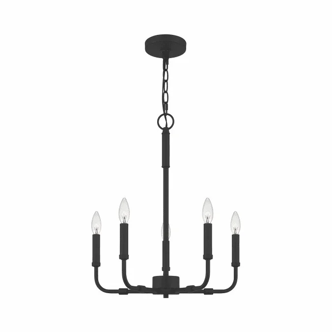 Quoizel ABR5018MBK Abner Modern Matte Black Mini Chandelier Lamp