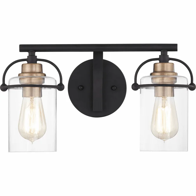 Quoizel EMR8602MBK Emerson Contemporary Matte Black 2-Light Bath Sconce