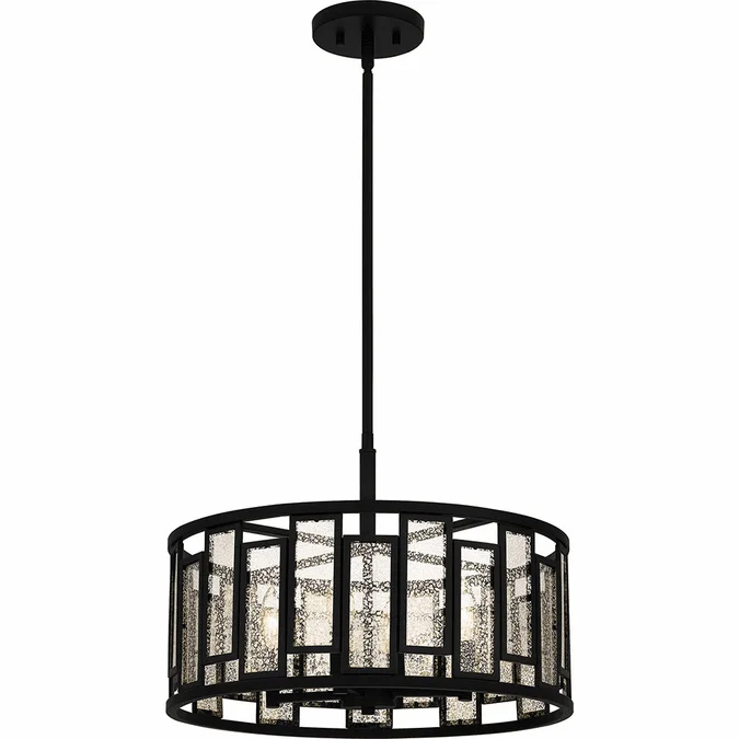 Quoizel QP5600MBK Modern Matte Black Drum Pendant Lamp