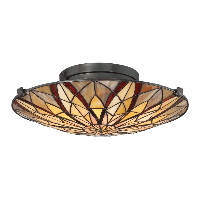 Quoizel TFVY1400VA Victory Tiffany Valiant Bronze Flush Mount Light Fixture