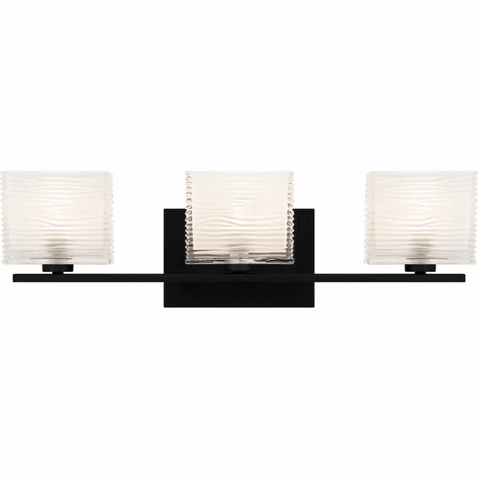 Quoizel WCP8603MBK Westcap Modern Matte Black 3-Light Bathroom Lighting Fixture