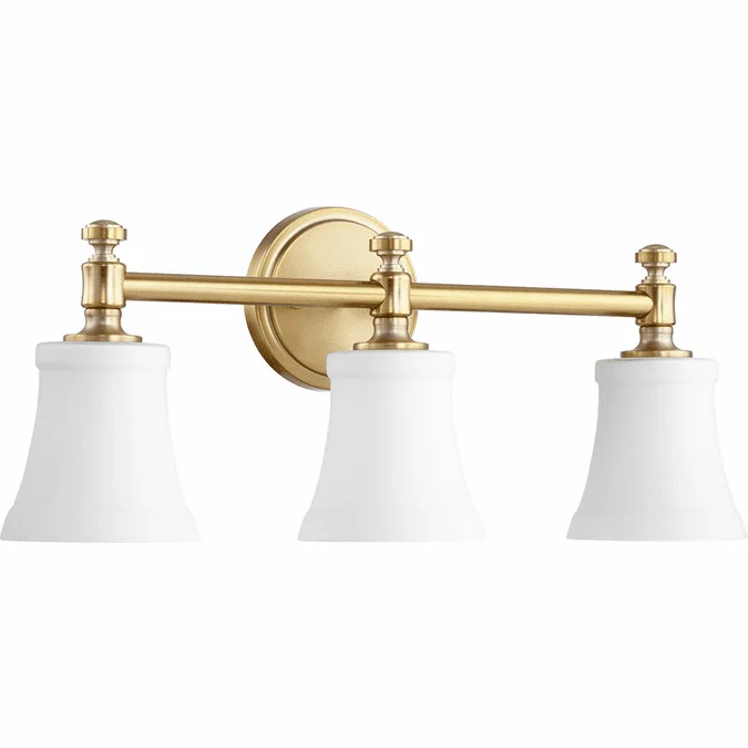 Quorum 5122-3-80 Rossington Aged Brass 3-Light Bathroom Sconce Lighting