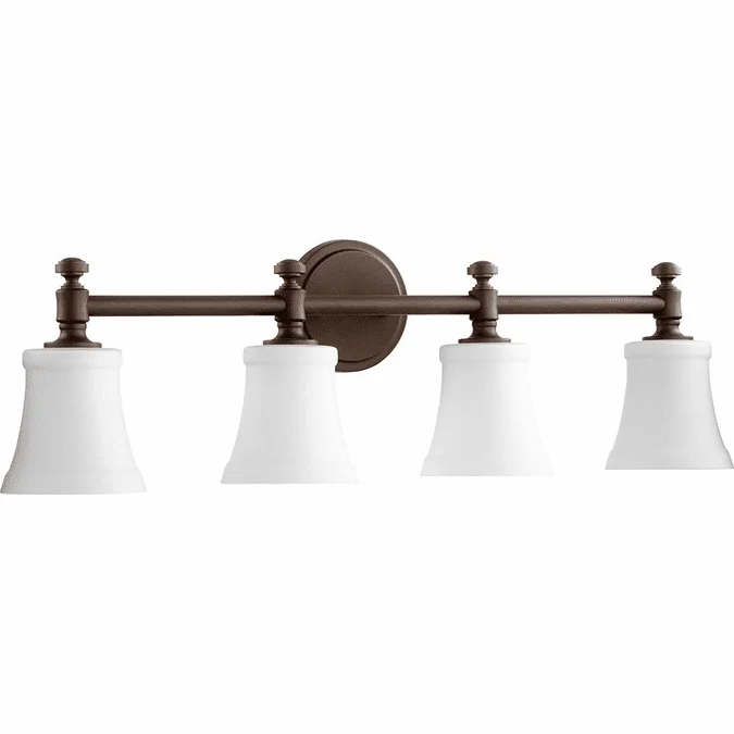 Quorum 5122-4-186 Rossington Oiled Bronze 4-Light Bathroom Wall Light Fixture