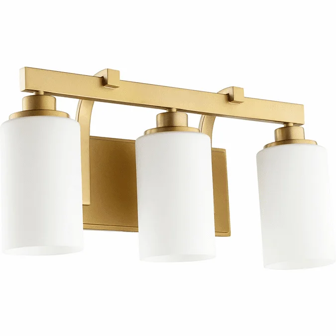 Quorum 5207-3-80 Lancaster Modern Aged Brass 3-Light Vanity Lighting Fixture