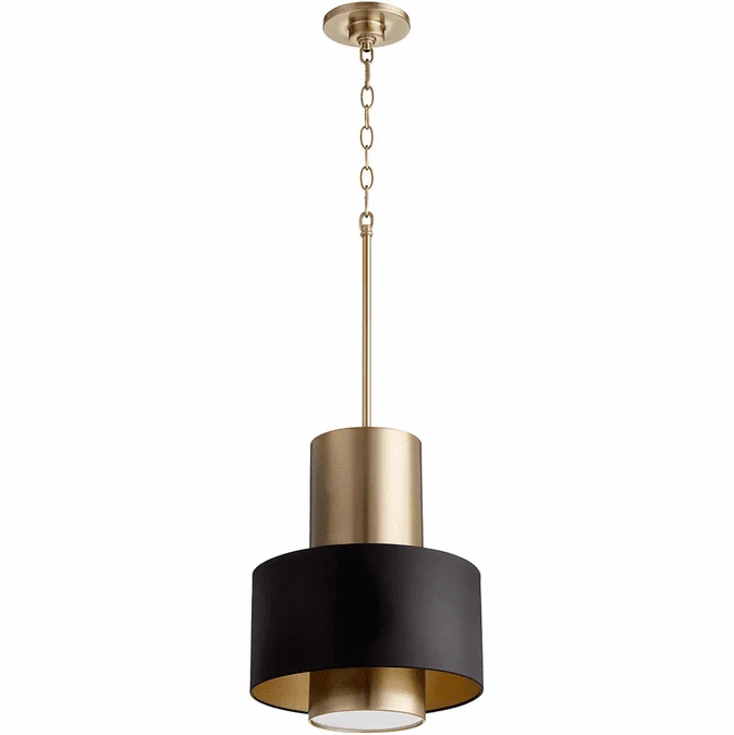 Quorum 8011-6980 Modern Noir / Aged Brass Pendant Lighting Fixture