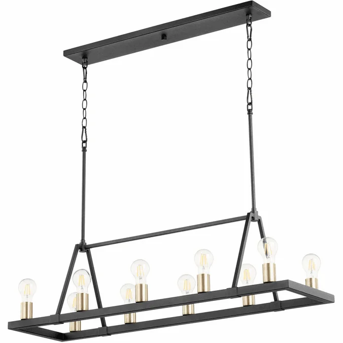 Quorum 84-10-6980 Paxton Noir with Aged Brass Kitchen Island Lighting