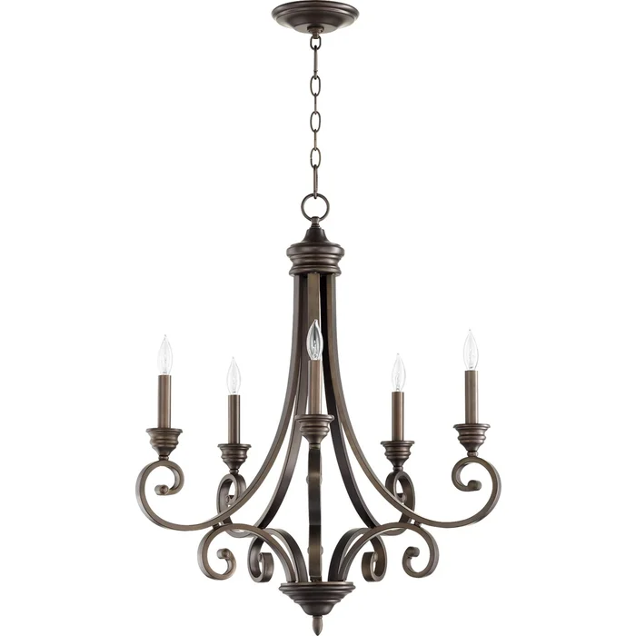 Quorum Bryant 5-LT Candle Chandelier – Oiled Bronze – 6054-5-86