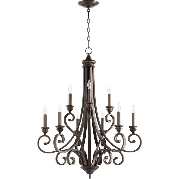 Quorum Bryant 9-LT Candle Chandelier – Oiled Bronze – 6054-9-86