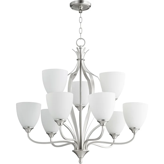 Quorum Jardin 9-LT Chandelier – Satin Nickel – 6127-9-65