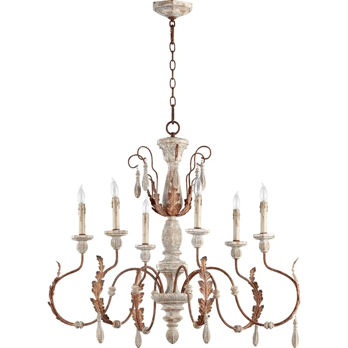 Quorum La Maison 36″ 6-LT Chandelier – Manchester Grey W/ Rust Accents – 6152-6-56