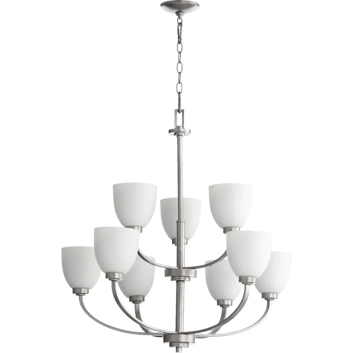 Quorum Reyes 9-LT Chandelier – Classic Nickel – 6060-9-64