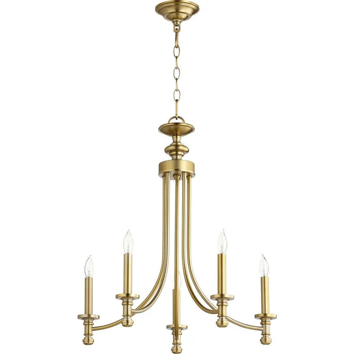 Quorum Rossington 5-LT Candle Chandelier – Aged Brass – 6022-5-80