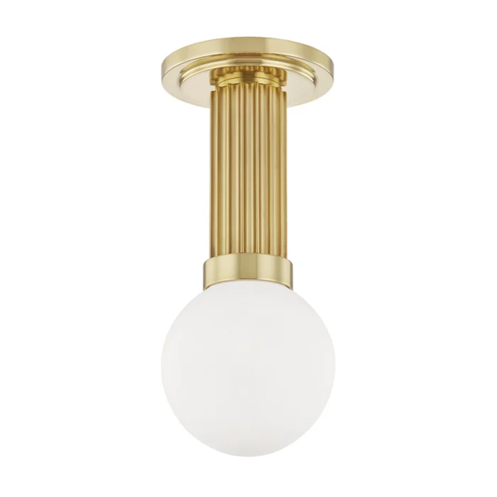 Reade 1-Light Semi Flush in Aged Brass 5L x 5W x 12.25H