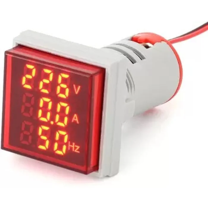 RED AC 60-500V 0-100A 20-75Hz LED Digital AC Voltmeter Ammeter Signal Lights 220V Voltage Current Hz Meter Volt Amp Tester Detector Voltmeter (Digital)