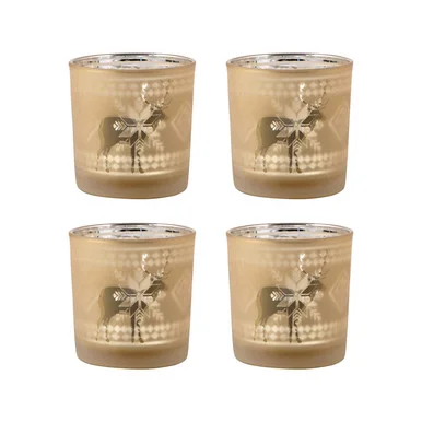 Reindeer Votives Holders (Set Of 4) in Gold (45|394591/S4)